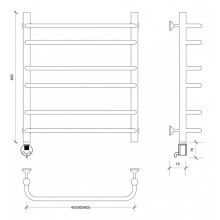Полотенцесушитель электрический 670х532 ТЭН левый Secado Мерида 2 4603759406039