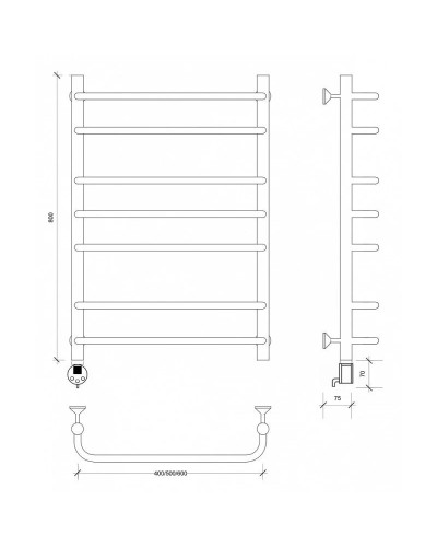 Полотенцесушитель электрический 870х432 ТЭН левый Secado Мерида 2 4603777452711