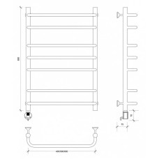 Полотенцесушитель электрический 870х532 ТЭН левый Secado Мерида 2 4603759402857
