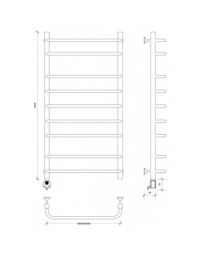 Полотенцесушитель электрический 1070х532 ТЭН левый Secado Мерида 2 4603759402871