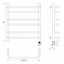 Полотенцесушитель электрический 670х532 ТЭН правый Secado Мерида 2 4603759408682