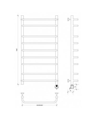 Полотенцесушитель электрический 1070х432 ТЭН правый Secado Мерида 2 4603777452766