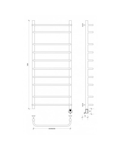 Полотенцесушитель электрический 1270х632 ТЭН правый Secado Мерида 2 4603777452827