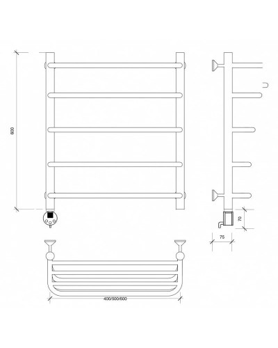Полотенцесушитель электрический 670х432 ТЭН левый Secado Мерида 2СП 4603777452834