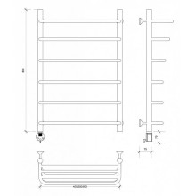 Полотенцесушитель электрический 870х432 ТЭН левый Secado Мерида 2СП 4603777452872