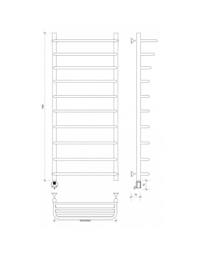 Полотенцесушитель электрический 1270х432 ТЭН левый Secado Мерида 2СП 4603777452957
