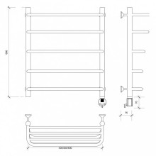 Полотенцесушитель электрический 670х532 ТЭН правый Secado Мерида 2СП 4603759408729