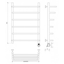 Полотенцесушитель электрический 870х532 ТЭН правый Secado Мерида 2СП 4603759408736