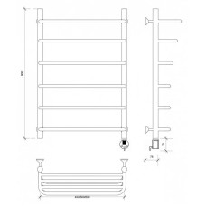Полотенцесушитель электрический 870х532 ТЭН правый Secado Мерида 2СП 4603759408736