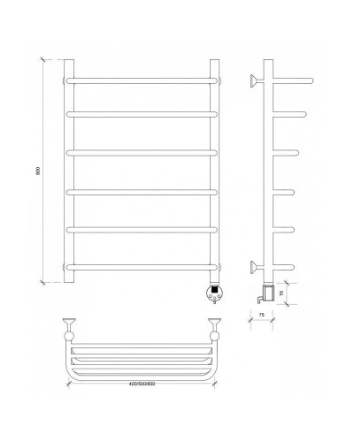Полотенцесушитель электрический 870х532 ТЭН правый Secado Мерида 2СП 4603759408736
