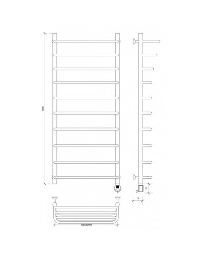 Полотенцесушитель электрический 1270х532 ТЭН правый Secado Мерида 2СП 4603759408750
