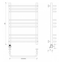 Полотенцесушитель электрический 870х432 ТЭН левый Secado Мерида 3 4603777453039