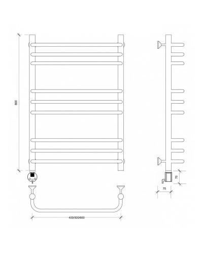 Полотенцесушитель электрический 870х632 ТЭН левый Secado Мерида 3 4603777453053