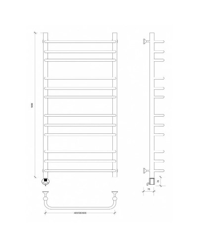 Полотенцесушитель электрический 1070х532 ТЭН левый Secado Мерида 3 4603759402956