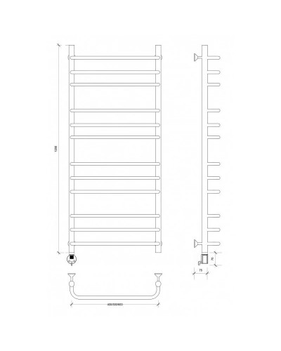 Полотенцесушитель электрический 1270х632 ТЭН левый Secado Мерида 3 4603777453138
