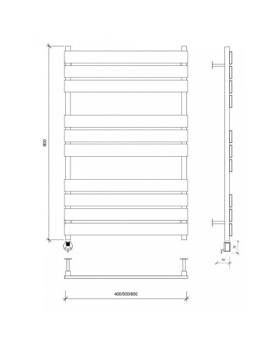 Полотенцесушитель электрический 870х430 ТЭН левый Secado Мормано 4673739253175