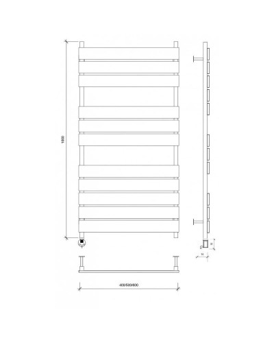 Полотенцесушитель электрический 1070х530 ТЭН левый Secado Мормано 4673739253212