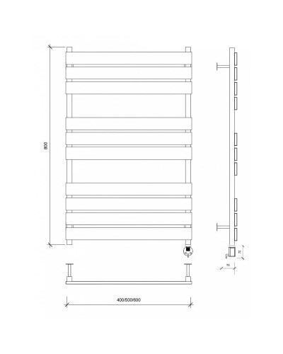 Полотенцесушитель электрический 870х630 ТЭН правый Secado Мормано 4673739253281