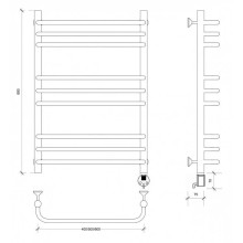 Полотенцесушитель электрический 870х532 ТЭН правый Secado Мерида 3 4603759408774