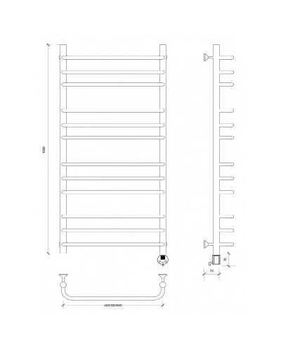 Полотенцесушитель электрический 1070х632 ТЭН правый Secado Мерида 3 4603777453107