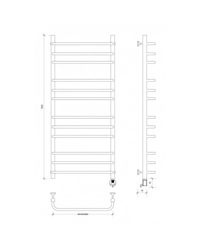Полотенцесушитель электрический 1270х632 ТЭН правый Secado Мерида 3 4603777453145