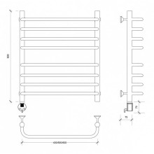 Полотенцесушитель электрический 670х532 ТЭН левый Secado Мерида 4 4603759406152