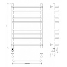 Полотенцесушитель электрический 870х432 ТЭН левый Secado Мерида 4 4603777453190