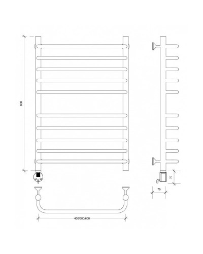 Полотенцесушитель электрический 870х532 ТЭН левый Secado Мерида 4 4603759402970