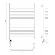 Полотенцесушитель электрический 870х632 ТЭН левый Secado Мерида 4 4603777456450