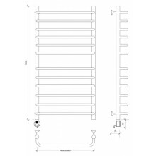 Полотенцесушитель электрический 1070х532 ТЭН левый Secado Мерида 4 4603759402994