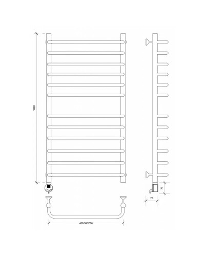 Полотенцесушитель электрический 1070х532 ТЭН левый Secado Мерида 4 4603759402994