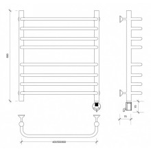Полотенцесушитель электрический 670х532 ТЭН правый Secado Мерида 4 4603759408804