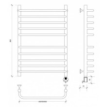 Полотенцесушитель электрический 870х532 ТЭН правый Secado Мерида 4 4603759408811