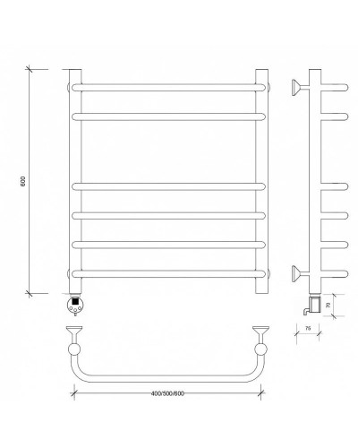 Полотенцесушитель электрический 670х632 ТЭН левый Secado Мерида 5 4603777453275