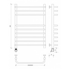 Полотенцесушитель электрический 870х432 ТЭН левый Secado Мерида 5 4603777453299