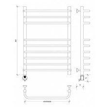Полотенцесушитель электрический 870х632 ТЭН левый Secado Мерида 5 4603777453312