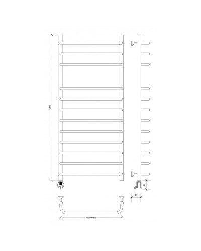 Полотенцесушитель электрический 1270х432 ТЭН левый Secado Мерида 5 4603777453374