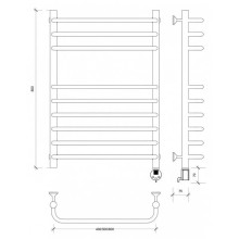 Полотенцесушитель электрический 870х632 ТЭН правый Secado Мерида 5 4603777453329