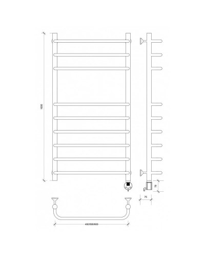 Полотенцесушитель электрический 1070х632 ТЭН правый Secado Мерида 5 4603777453367