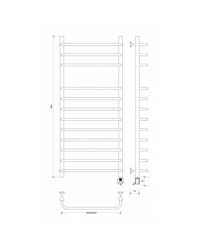 Полотенцесушитель электрический 1270х532 ТЭН правый Secado Мерида 5 4603759408873