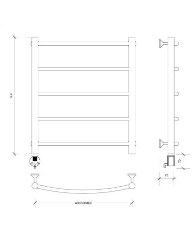 Полотенцесушитель электрический 670х532 ТЭН левый Secado Милан 1 4603759406237