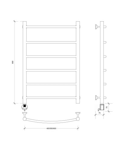 Полотенцесушитель электрический 870х532 ТЭН левый Secado Милан 1 4603759403052