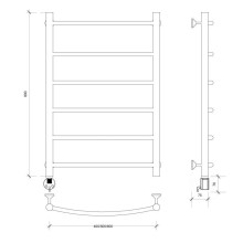 Полотенцесушитель электрический 870х632 ТЭН левый Secado Милан 1 4603777450816