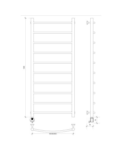 Полотенцесушитель электрический 1270х632 ТЭН левый Secado Милан 1  4603777450892
