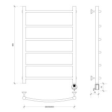 Полотенцесушитель электрический 870х532 ТЭН правый Secado Милан 1 4603759408897
