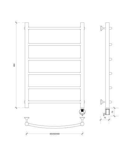 Полотенцесушитель электрический 870х532 ТЭН правый Secado Милан 1 4603759408897