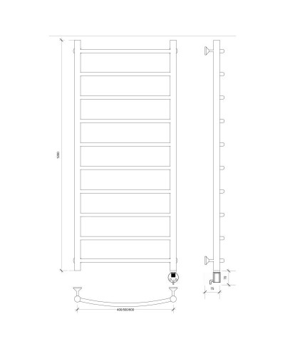 Полотенцесушитель электрический 1270х632 ТЭН правый Secado Милан 1 4603777450908