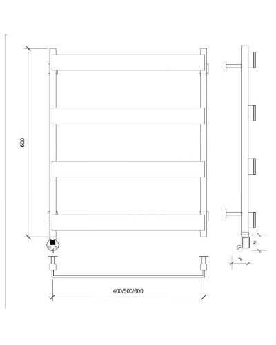 Полотенцесушитель электрический 670х430 ТЭН левый Secado Кродо 4673739252215