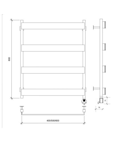 Полотенцесушитель электрический 670х430 ТЭН правый Secado Кродо 4673739252338