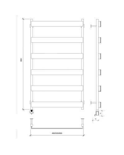 Полотенцесушитель электрический 870х430 ТЭН левый Secado Кродо 4673739252246